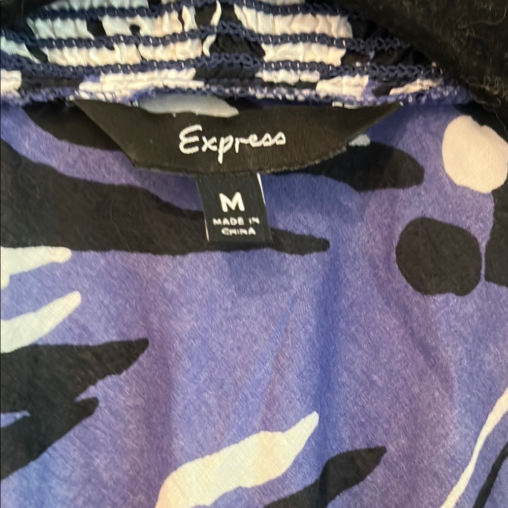 Express Purple and Black Patterned Top - Picture 2 of 7